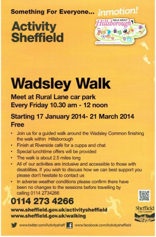 Activity Sheffield Wadsley Common walk to Hillsborough, 10:30am on Fridays meeting at Rural Lane carpark